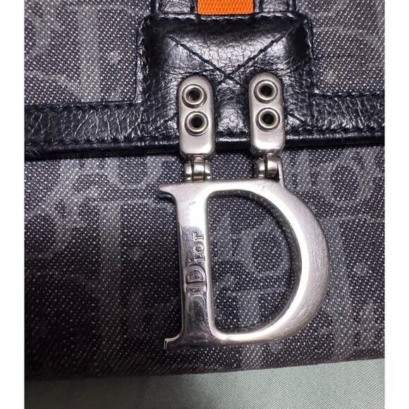 Rare CHRISTIAN DIOR Wallet Flight Line orange Canvas Denim Trotter - Picture 8 of 9